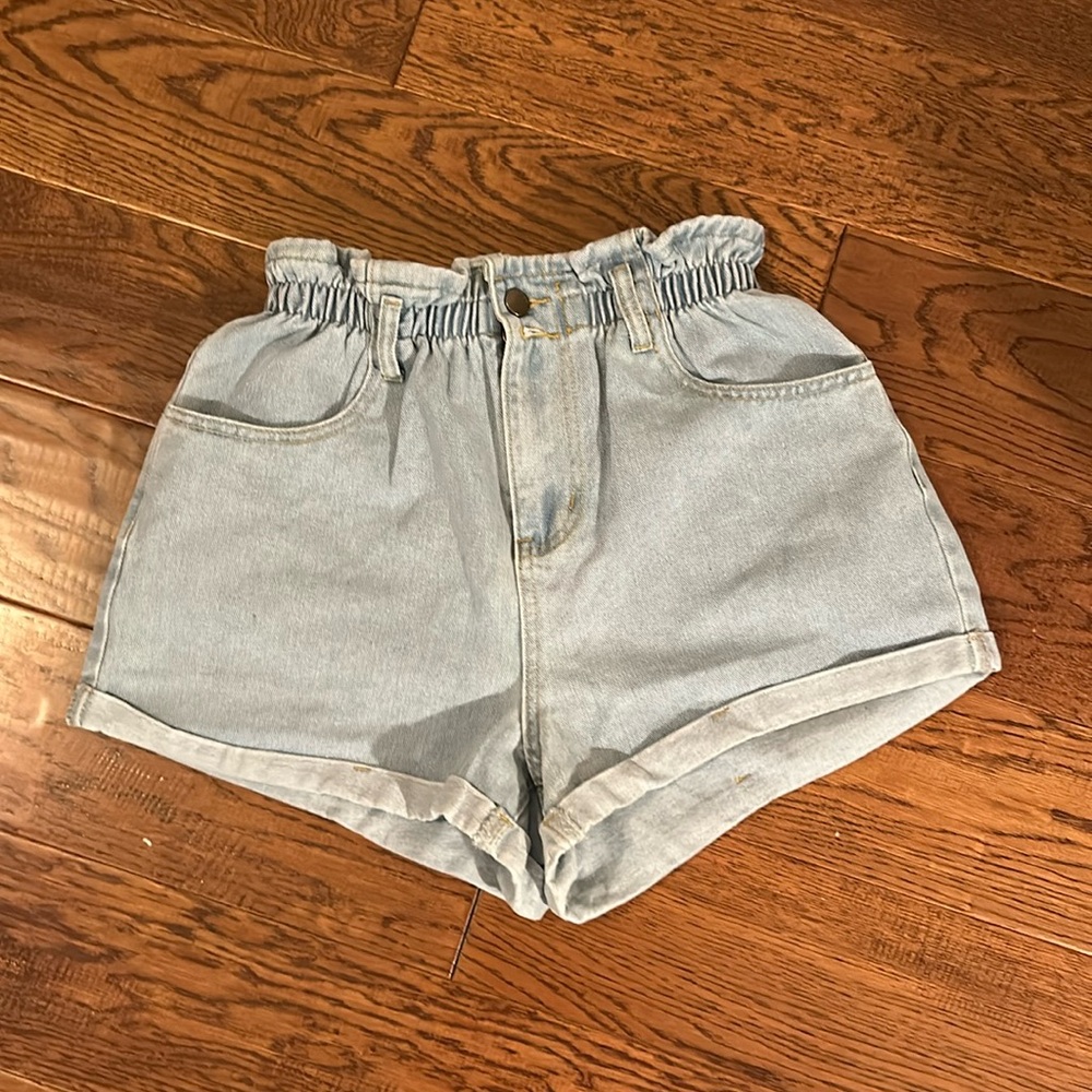 Light blue denim shorts